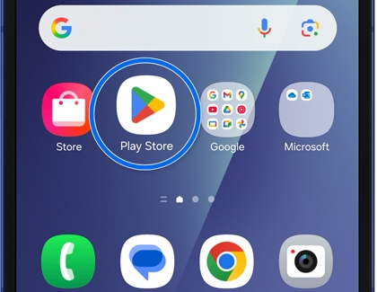 Play Store app highlighted on the Home screen.