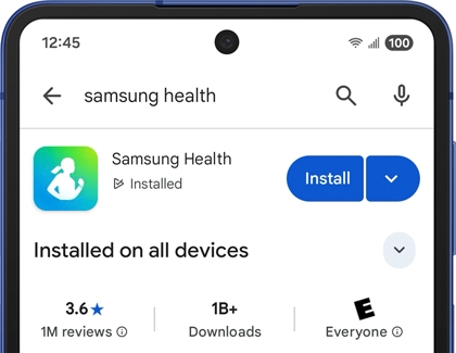 Search icon highlighted on the keyboard when searching for apps in Google Play.