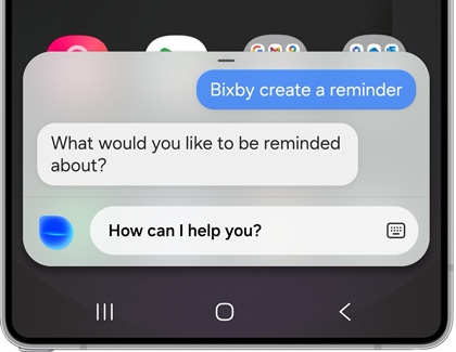 Galaxy S25 Ultra displaying a Bixby interaction prompt asking what to be reminded about.