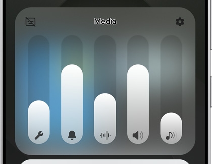 Volume adjustment widget on the Galaxy S25 Ultra showing sliders for different sound categories such as system, notifications, media, and call volume.