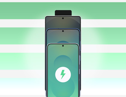The battery icon displayed on the Galaxy S25 series devices against a green background.