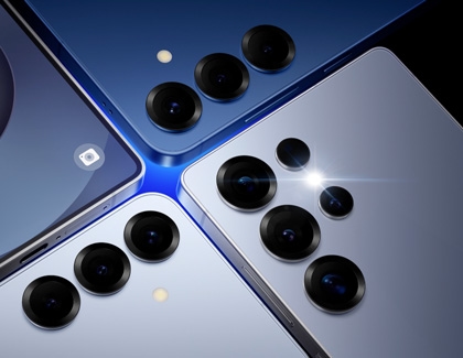 The rear camera lenses on the Galaxy S25 series devices.