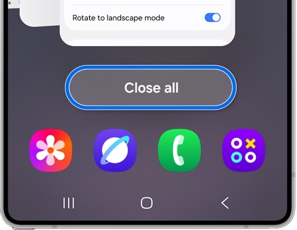 Recent apps screen on the Galaxy S25 Ultra, with the Close all button highlighted.