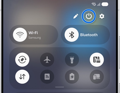 Quick Settings panel on the Galaxy S25 Ultra, with the power button icon highlighted.
