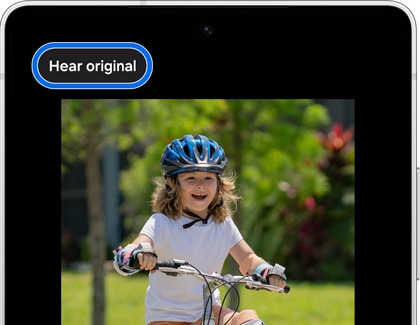 Image of a girl riding a bicycle, with the Hear original option highlighted.