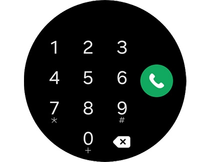 The dialer screen on a Galaxy watch.