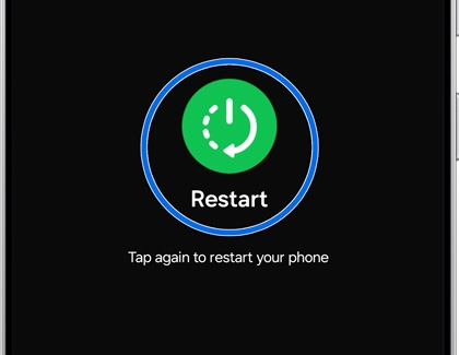 Galaxy S25 Ultra displaying a Restart confirmation screen with the Restart button highlighted.