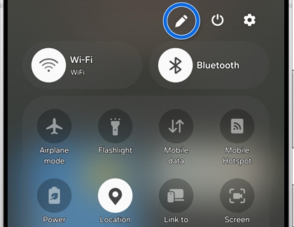 Quick settings panel on the Galaxy S25 Ultra, with the edit icon highlighted.