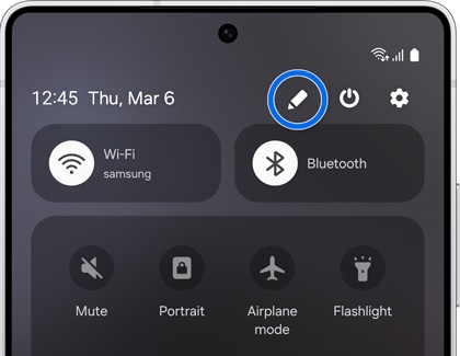 Quick settings panel on the Galaxy S25 Ultra, with the edit icon highlighted