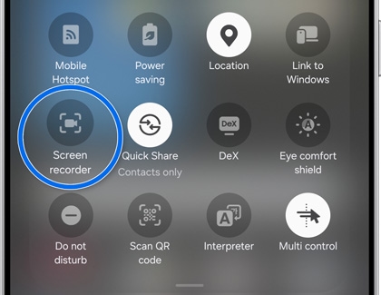 Screen recorder icon highlighted on a Galaxy phone