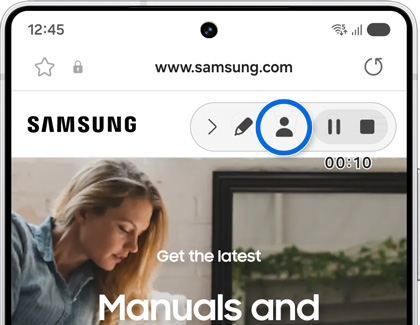 Front camera icon highlighted