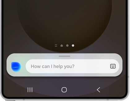 Bixby interface displayed on a Galaxy device, showing the prompt How can I help you with a text input option.