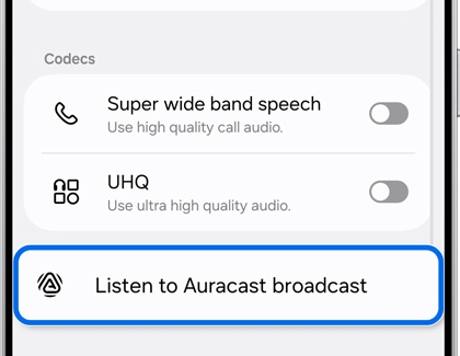 Listen to Auracast broadcast highlighted