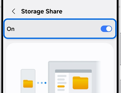 Storage Share is turned on in the settings menu.