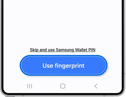 Use fingerprint highlighted on the Samsung Wallet app on a Galaxy phone