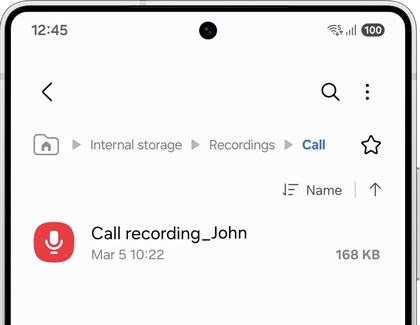My Files app displaying Call Recording on a Galaxy phone