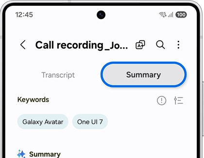 Summary tab highlighted in the Voice Recorder app