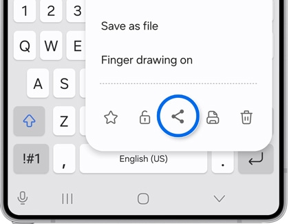 Share icon highlighted in the Samsung Notes app