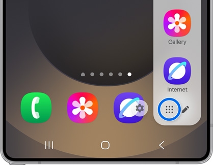 The Multi window tray on a Home screen.