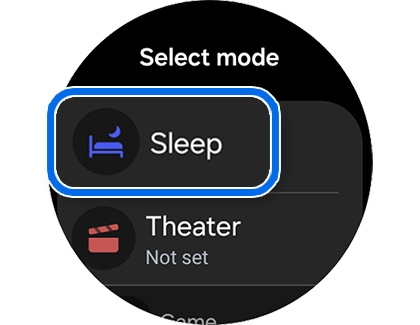 Sleep mode highlighted on a Galaxy watch.