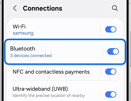 The Bluetooth settings screen displaying paired and available devices.