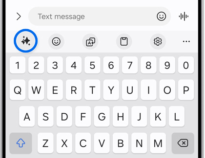 Writing assist icon highlighted in a chat conversation