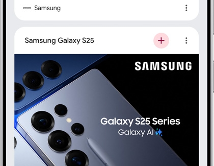 Galaxy S25 Ultra displaying a Google Discover feed highlighting the Galaxy S25 Series with Galaxy AI.