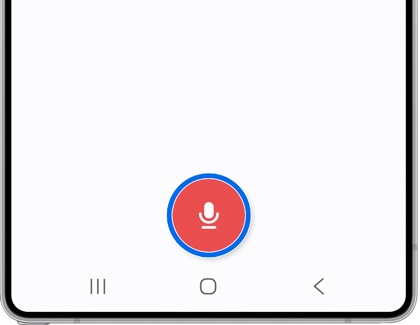 Voice recorder app interface showing a red microphone icon for recording audio.