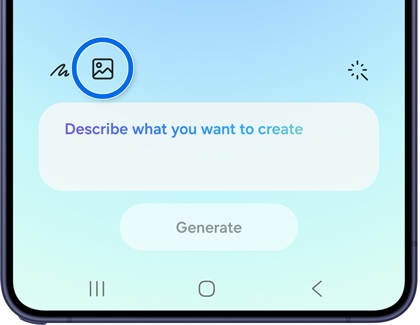 Close-up of a Galaxy S26 Ultra screen showing a prompt box and a highlighted gallery icon.