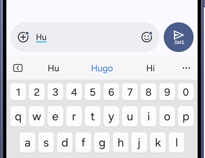 Text suggestions appearing above the keyboard.