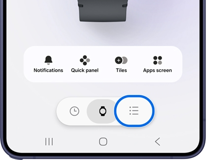 Wearable app home screen with the Watch settings icon highlighted.