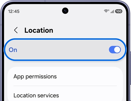 Location switch at the top of the screen in the On position.