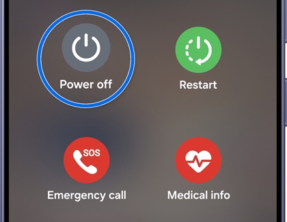 Power menu with the Power off button highlighted.