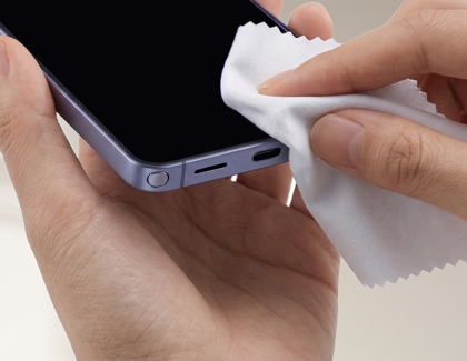 Wiping charging port with a cloth