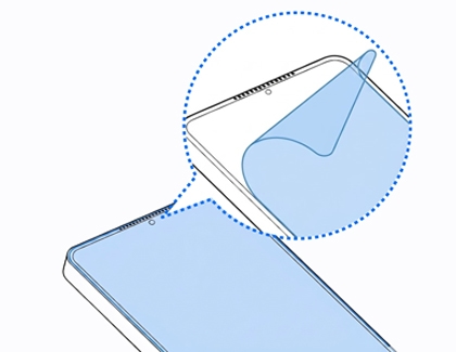 Close-up illustration highlighting a blocked receiver at the top of the device caused by a screen protector.