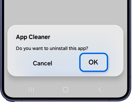 A confirmation pop-up with the OK button highlighted.