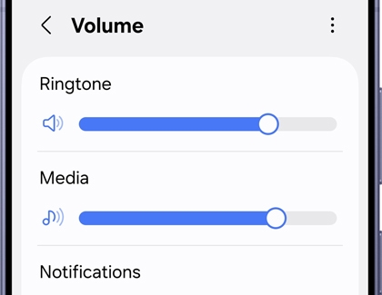 Volume settings screen with various volume slider options.