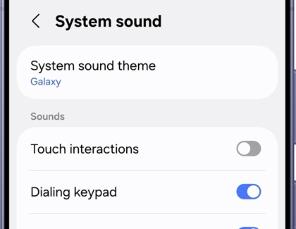System sound settings menu with various sound options.