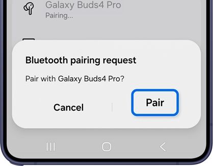 A pairing confirmation pop-up with the Pair button highlighted.