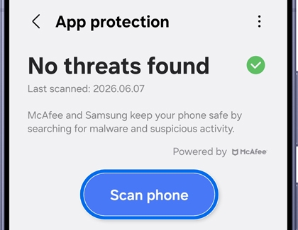 App protection screen with the Scan phone button highlighted.