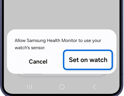 Pop up prompt asking to use the watch sensor with a Set on watch option being selected.
