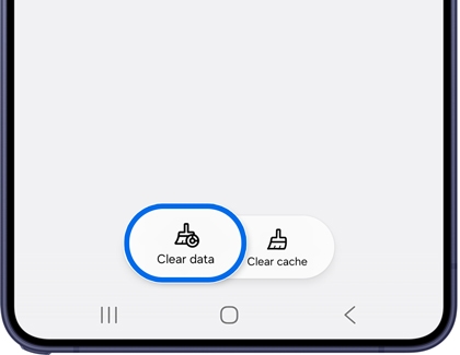 Storage menu with the Clear data option being selected.