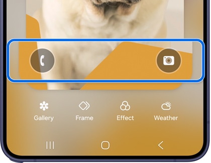Lock screen edit page with the camera icon highlighted.