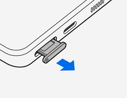 SIM tray completely out of the device.