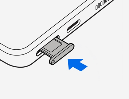 Reinserting the SIM tray into the device.