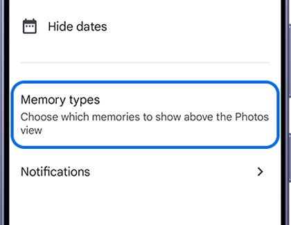 Selecting Memory types on a mobile device.