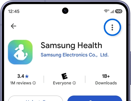 App detail screen with the More options icon highlighted in the top right.