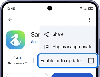 Enable auto update turned off.