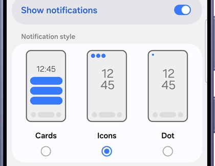 Lock screen showing options for display type.