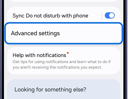 Notifications screen with Advanced settings highlighted.